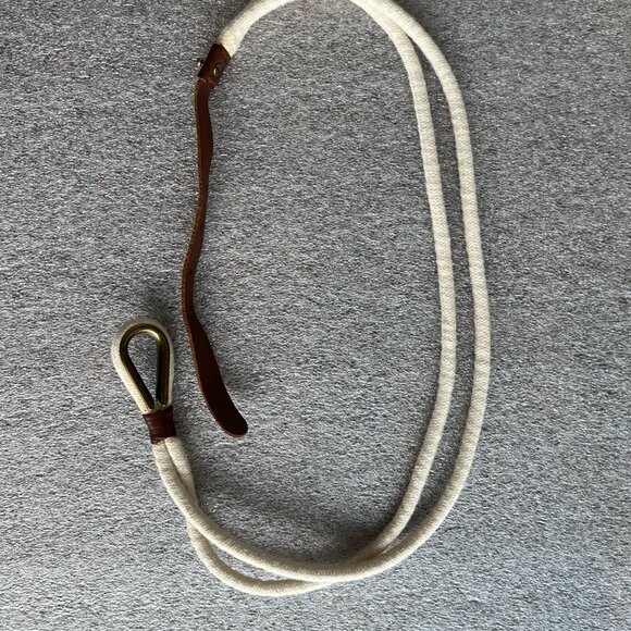 Women's J. Crew Nautical Rope Belt w/ Brown Leather  Loop Buckle - Picture 4 of 6